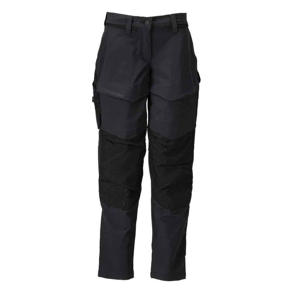 Broek met kniezakken, damesbroek, zwart