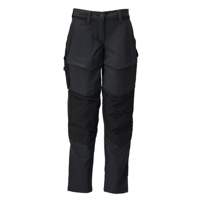 Broek met kniezakken, damesbroek, zwart