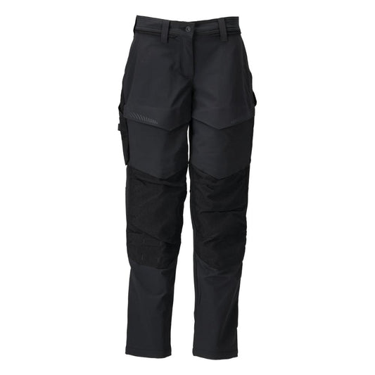 Broek met kniezakken, damesbroek, zwart