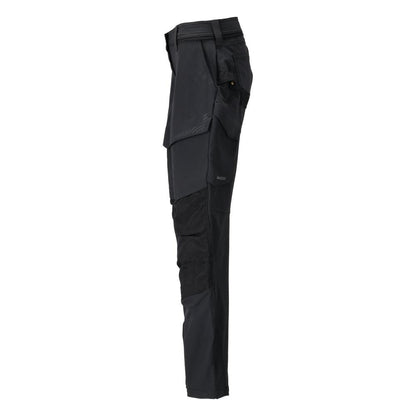 Broek met kniezakken, damesbroek, zwart