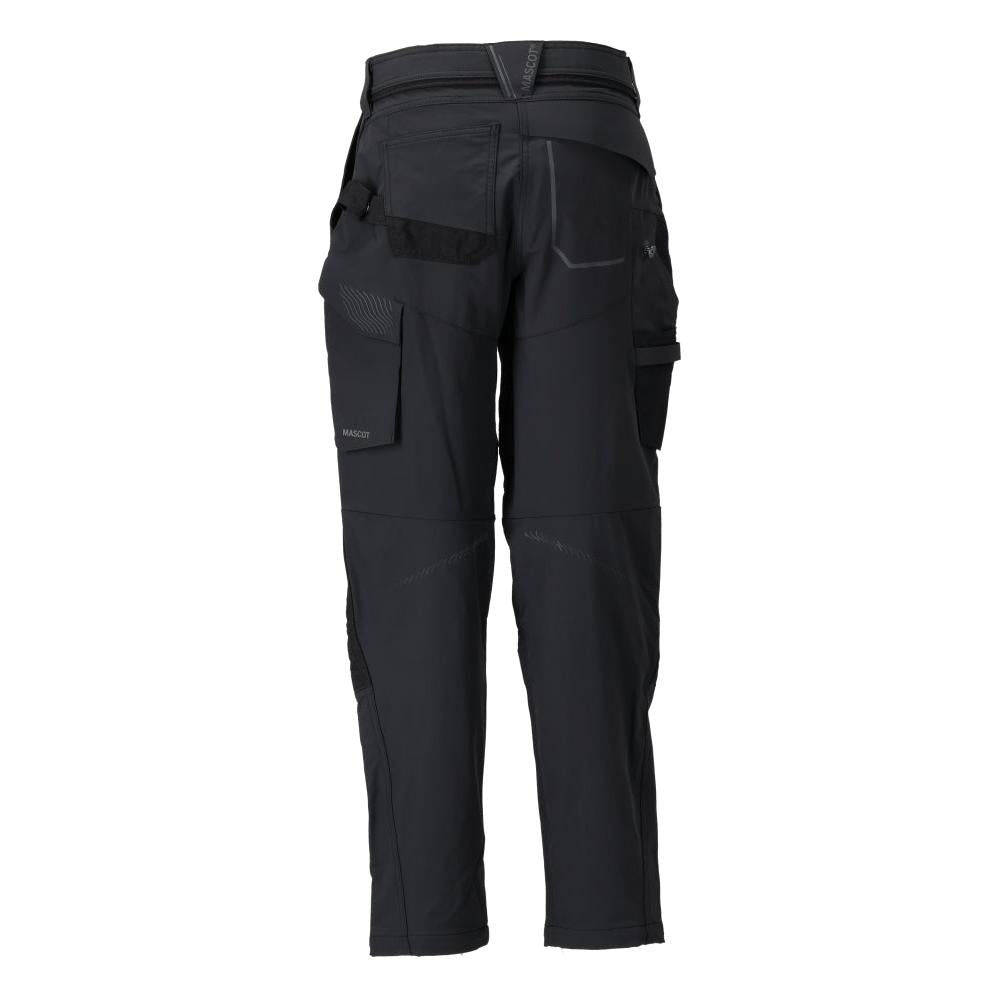 Broek met kniezakken, damesbroek, zwart
