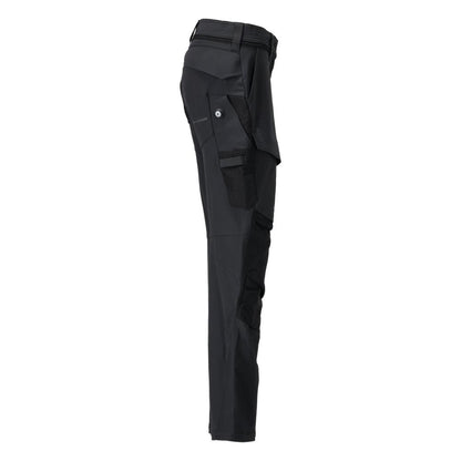 Broek met kniezakken, damesbroek, zwart