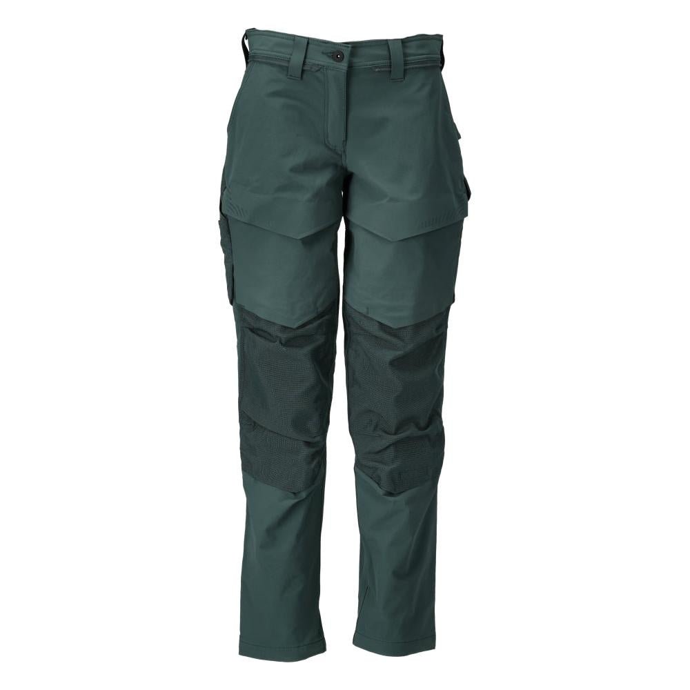 Broek met kniezakken, damesbroek, bosgroen