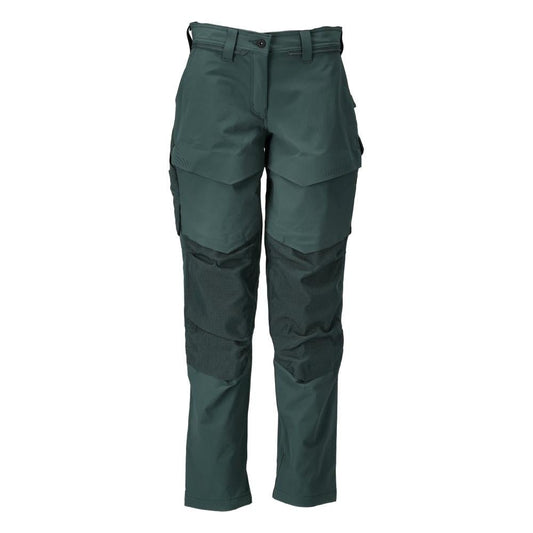 Broek met kniezakken, damesbroek, bosgroen