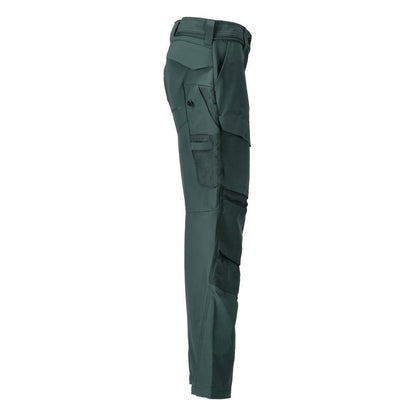 Broek met kniezakken, damesbroek, bosgroen