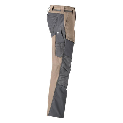 Broek met kniezakken, broek ULTIMATE STRETCH, donker zandbeige/antracietgrijs