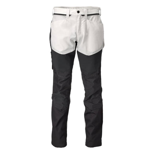 Broek met kniezakken broek, wit/antracietgrijs