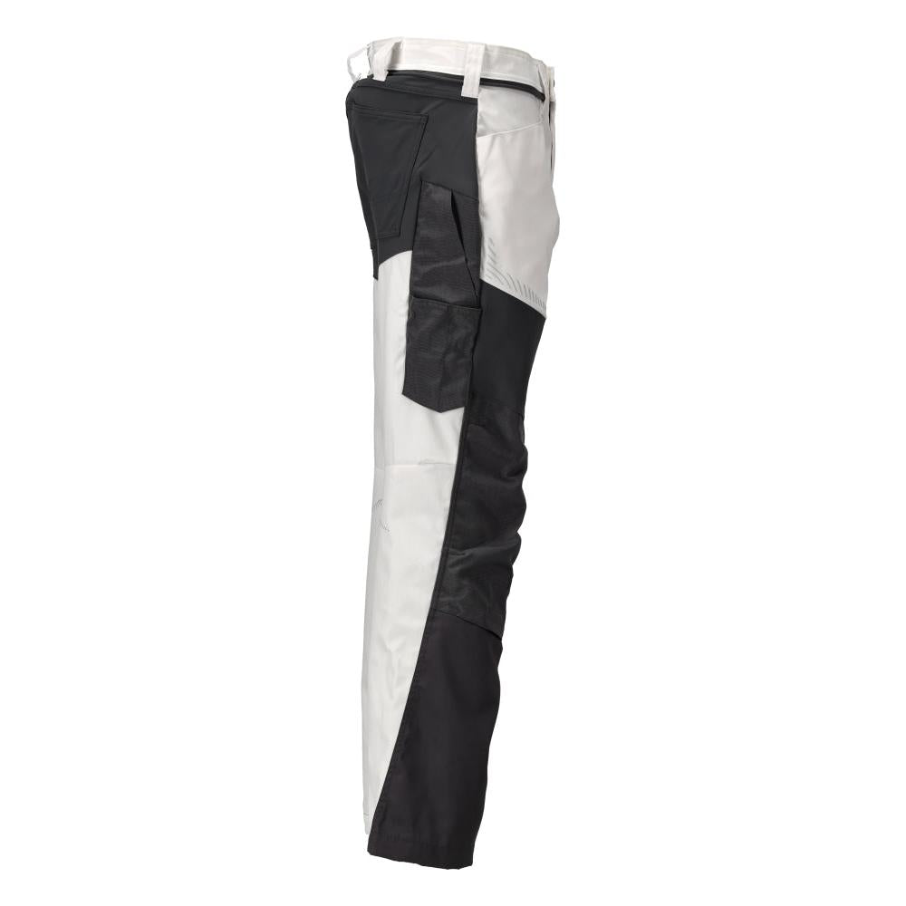 Broek met kniezakken broek, wit/antracietgrijs