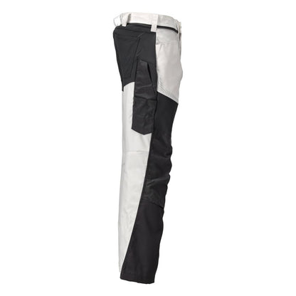 Broek met kniezakken broek, wit/antracietgrijs