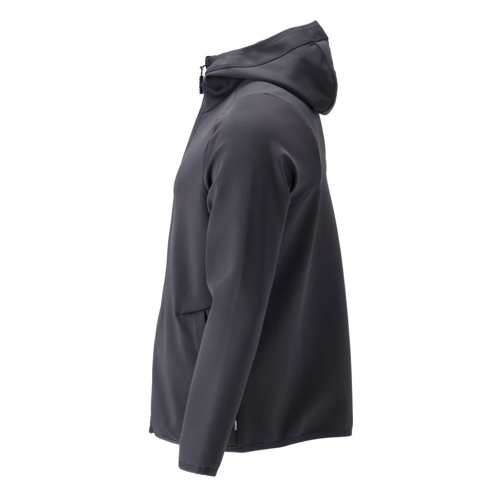 Fleece trui, capuchon, microfleece jack met ritssluiting, zwart-blauw