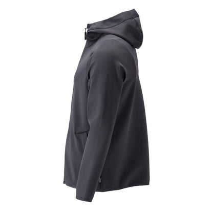 Fleece trui, capuchon, microfleece jack met ritssluiting, zwart-blauw