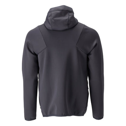 Fleece trui, capuchon, microfleece jack met ritssluiting, zwart-blauw