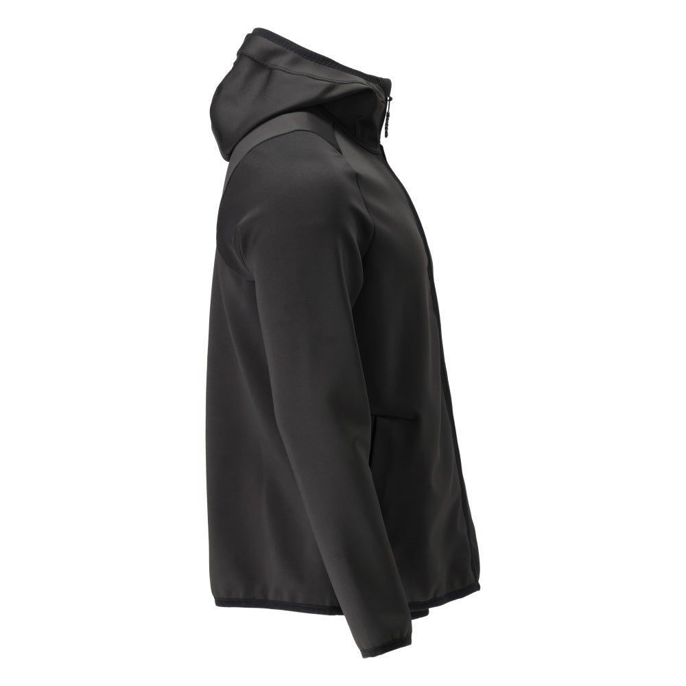 Fleece trui, capuchon, microfleece jack met ritssluiting, zwart