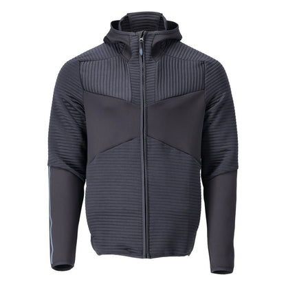 Fleece trui, capuchon, microfleece jack met ritssluiting, zwart-blauw