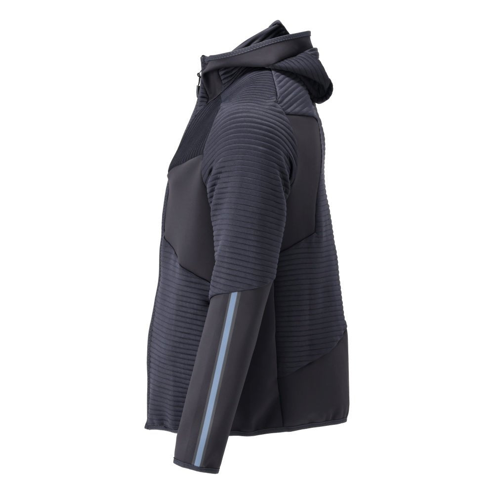 Fleece trui, capuchon, microfleece jack met ritssluiting, zwart-blauw