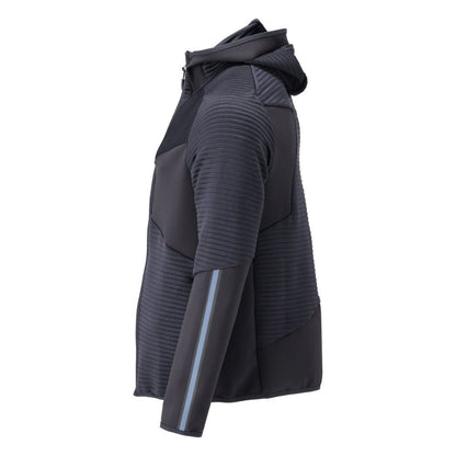 Fleece trui, capuchon, microfleece jack met ritssluiting, zwart-blauw