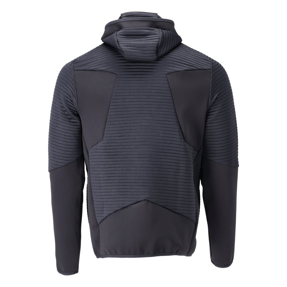 Fleece trui, capuchon, microfleece jack met ritssluiting, zwart-blauw