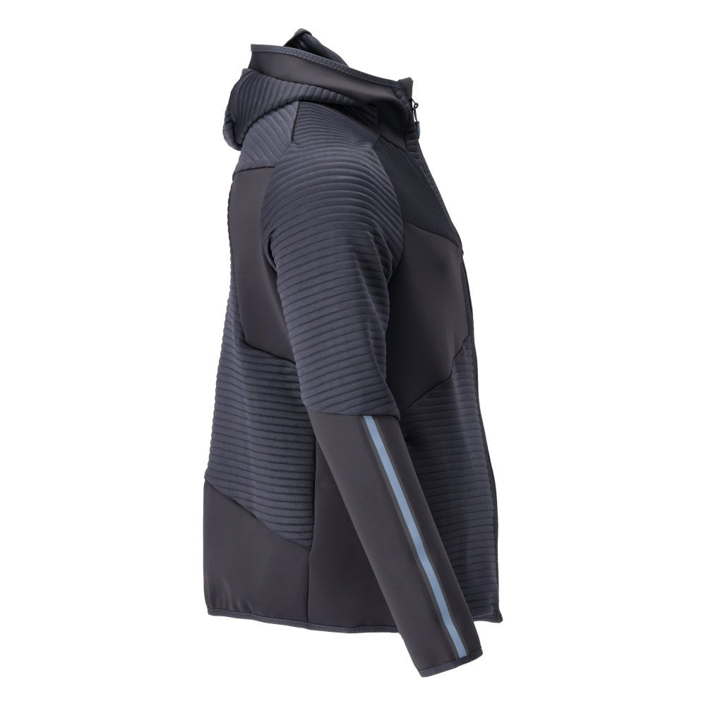 Fleece trui, capuchon, microfleece jack met ritssluiting, zwart-blauw