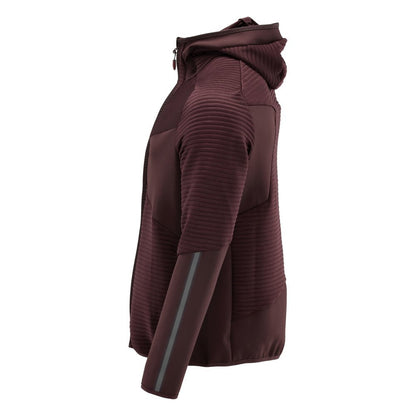 Fleece trui, capuchon, microfleece jack met rits, bordeaux