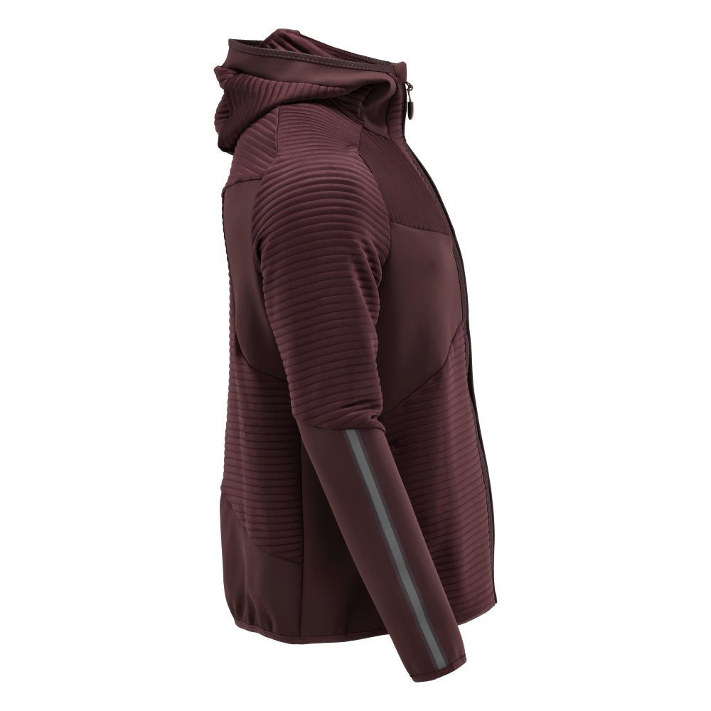 Fleece trui, capuchon, microfleece jack met rits, bordeaux
