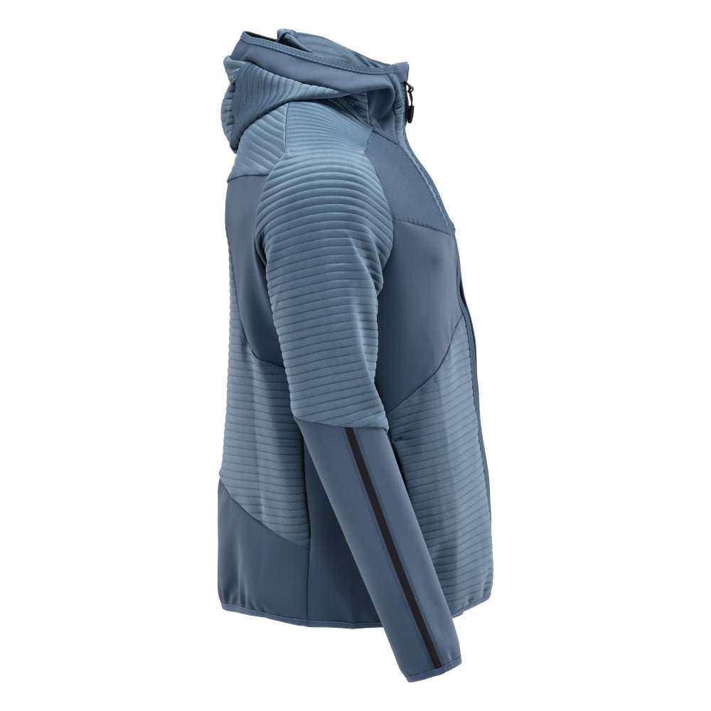 Fleece trui, capuchon, microfleece jack met ritssluiting, steenblauw