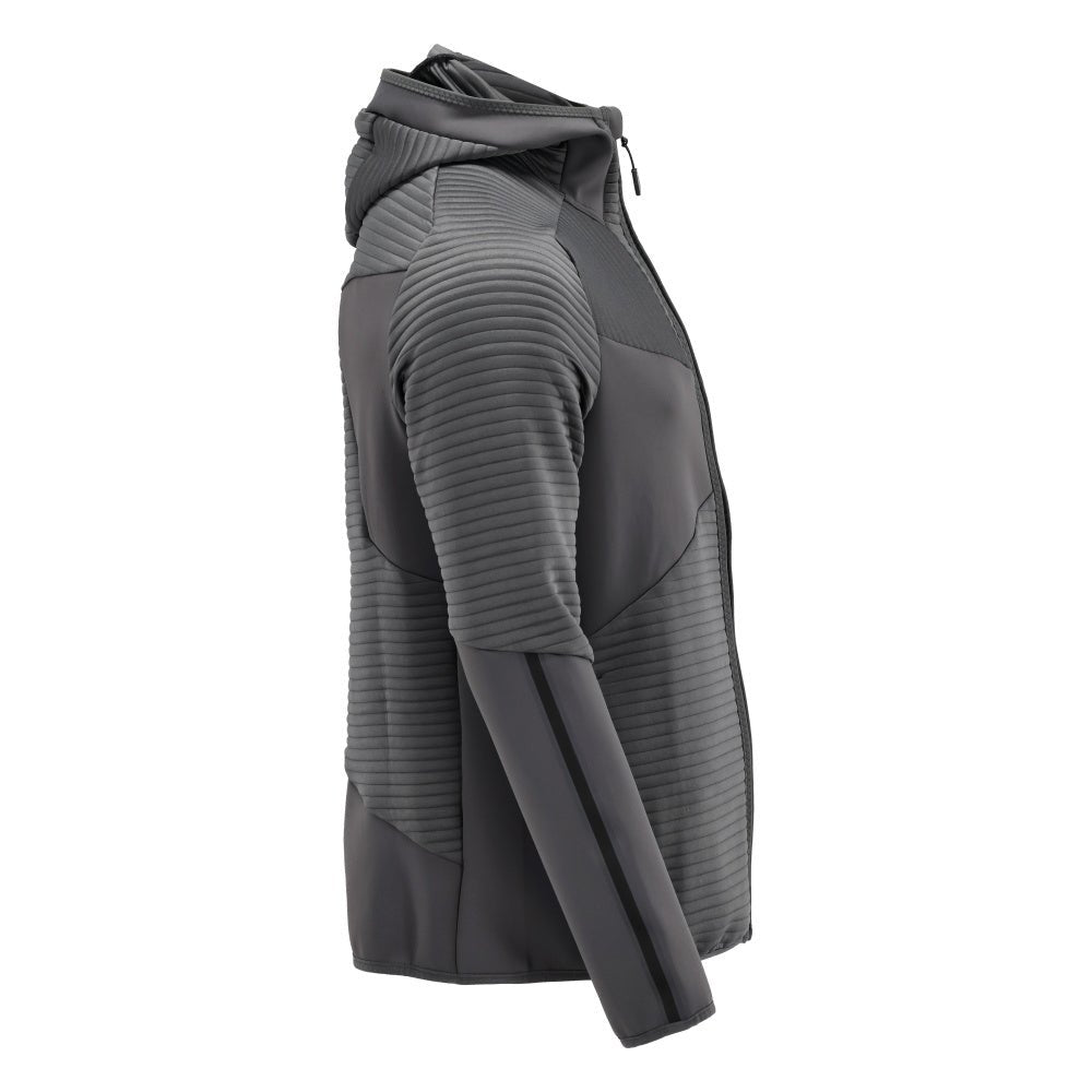 Fleece trui, capuchon, microfleece jack met ritssluiting, antracietgrijs
