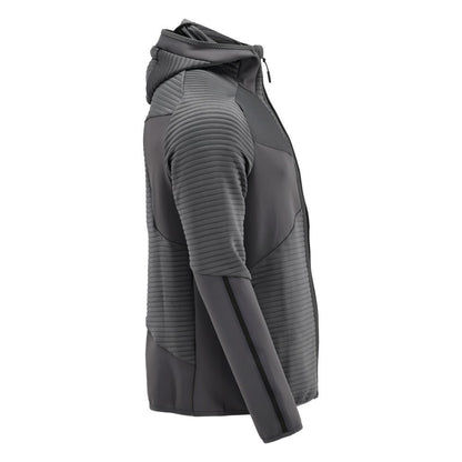 Fleece trui, capuchon, microfleece jack met ritssluiting, antracietgrijs