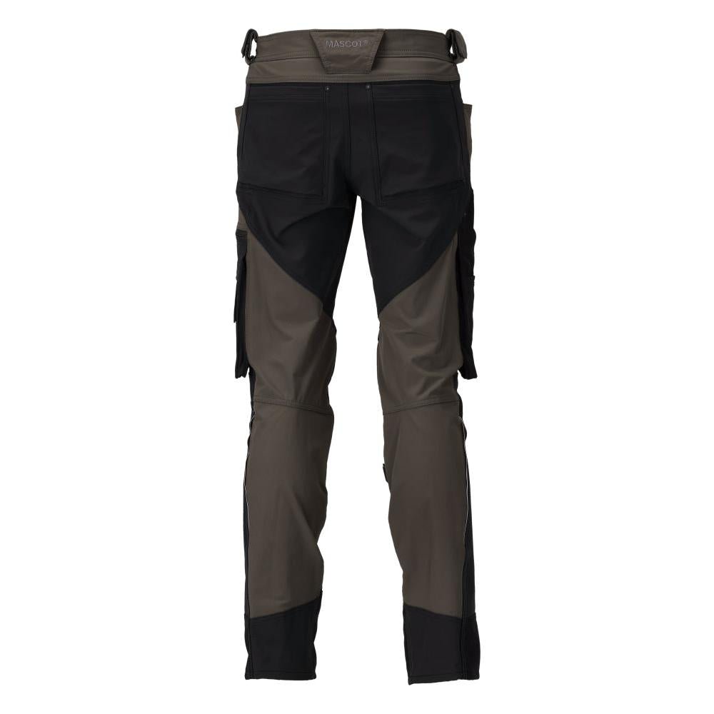 Broek met kniezakken, stretch, lichte broek, donker antraciet/zwart