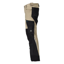 Broek met kniezakken, stretch, lichte broek, licht kaki/zwart