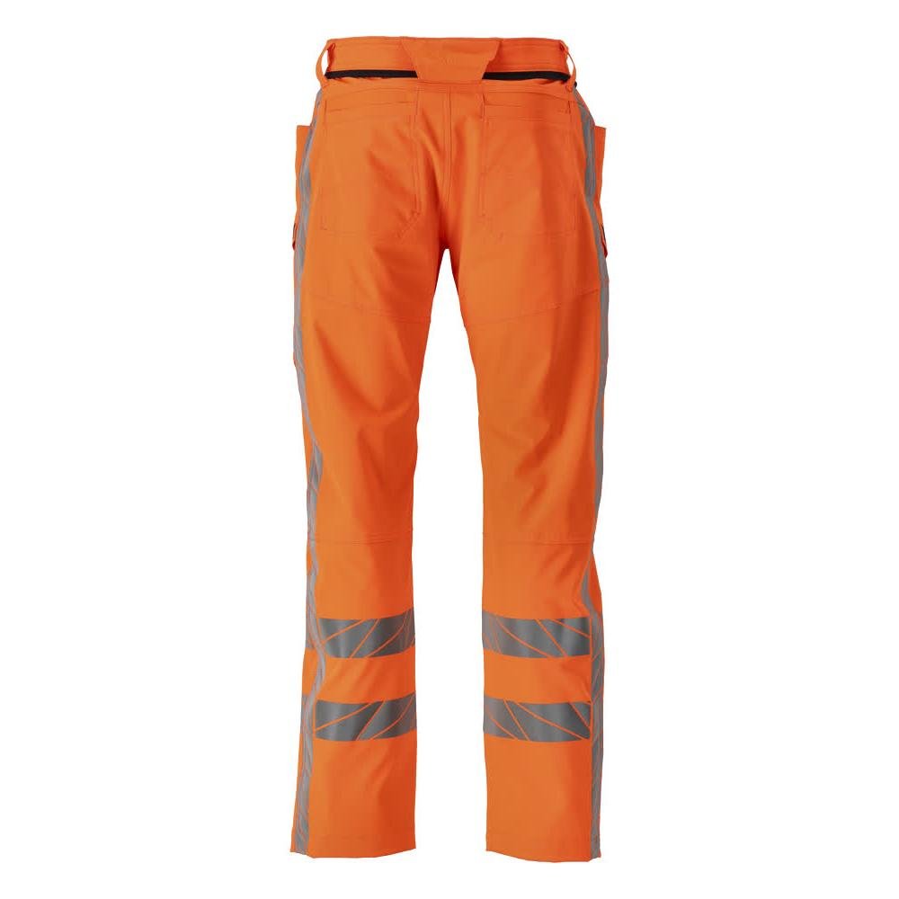 Broek met dijbeenzakken, stretchbroek, signalisatie oranje