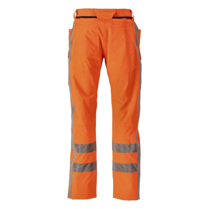 Broek met dijbeenzakken, stretchbroek, signalisatie oranje