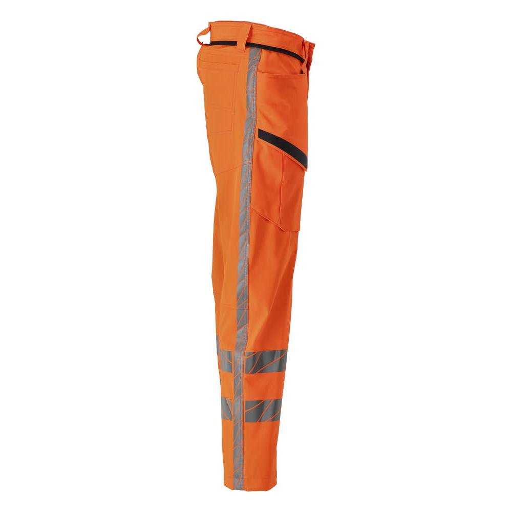 Broek met dijbeenzakken, stretchbroek, signalisatie oranje
