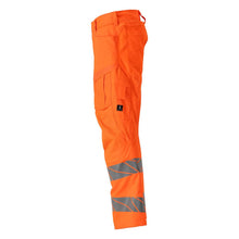 Broek met kniezakken, broek met stretch inzetstukken, signalisatie oranje
