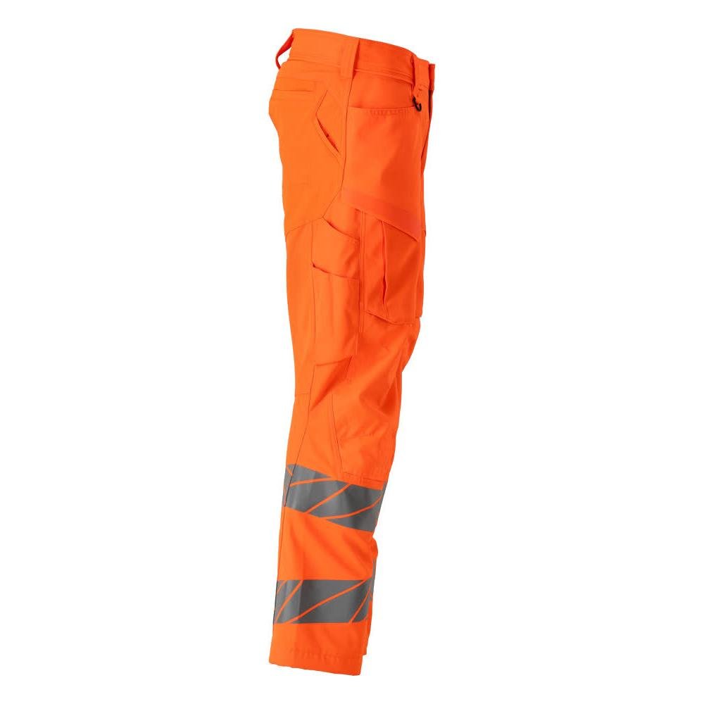Broek met kniezakken, broek met stretch inzetstukken, signalisatie oranje