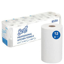 Eine Schachtel Scott® COMFORT Küchenrolle von Kimberly-Clark GmbH enthält 6 Packungen mit 2 weißen Rollen (je 150 Blatt), ideal für den täglichen Gebrauch mit hoher Saugfähigkeit-perfektes Küchenpapier für den Alltag.
