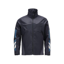 Jas, stretch, metalen werkjas met ritssluiting, zwart-blauw