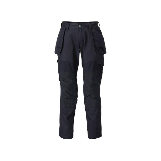 Broek met hangende zakken, broek met stretch inzetstukken, zwartblauw