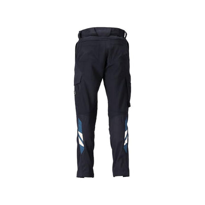 Broek met kniezakken, damesbroek, zwartblauw
