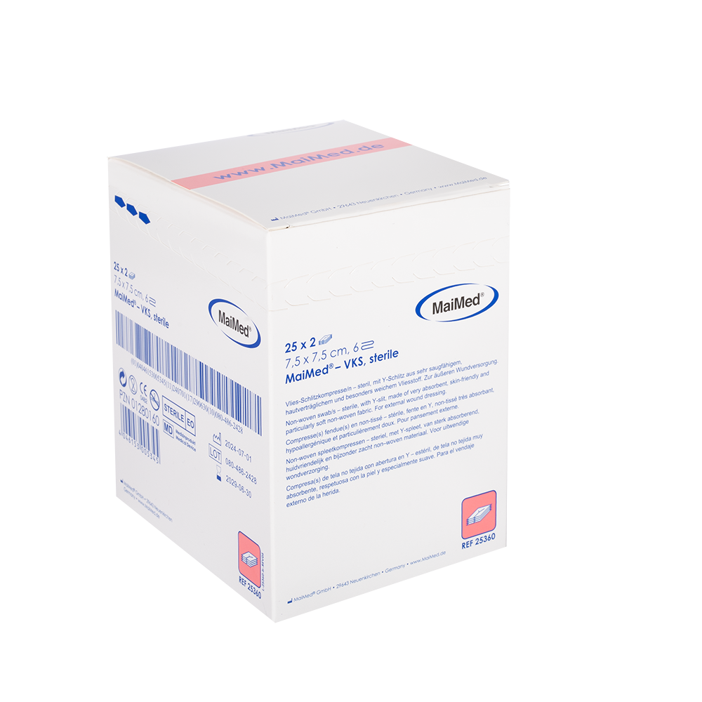 MaiMed-VKS-steriele fleece-spleetkompressen, 25x2 stuks/doos