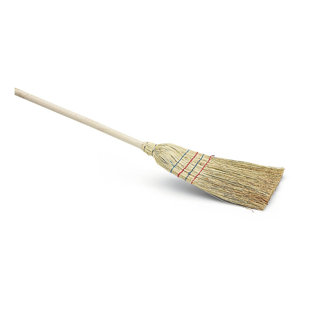 De Nölle Profi Brush rijststrobezem 130 cm, 4-naad van Nölle Profi Brush borstels- & penseeltechniek e.K. heeft natuurlijke borstelharen en een stevige houten steel, ideaal voor efficiënt vegen, geïsoleerd afgebeeld op een witte achtergrond.