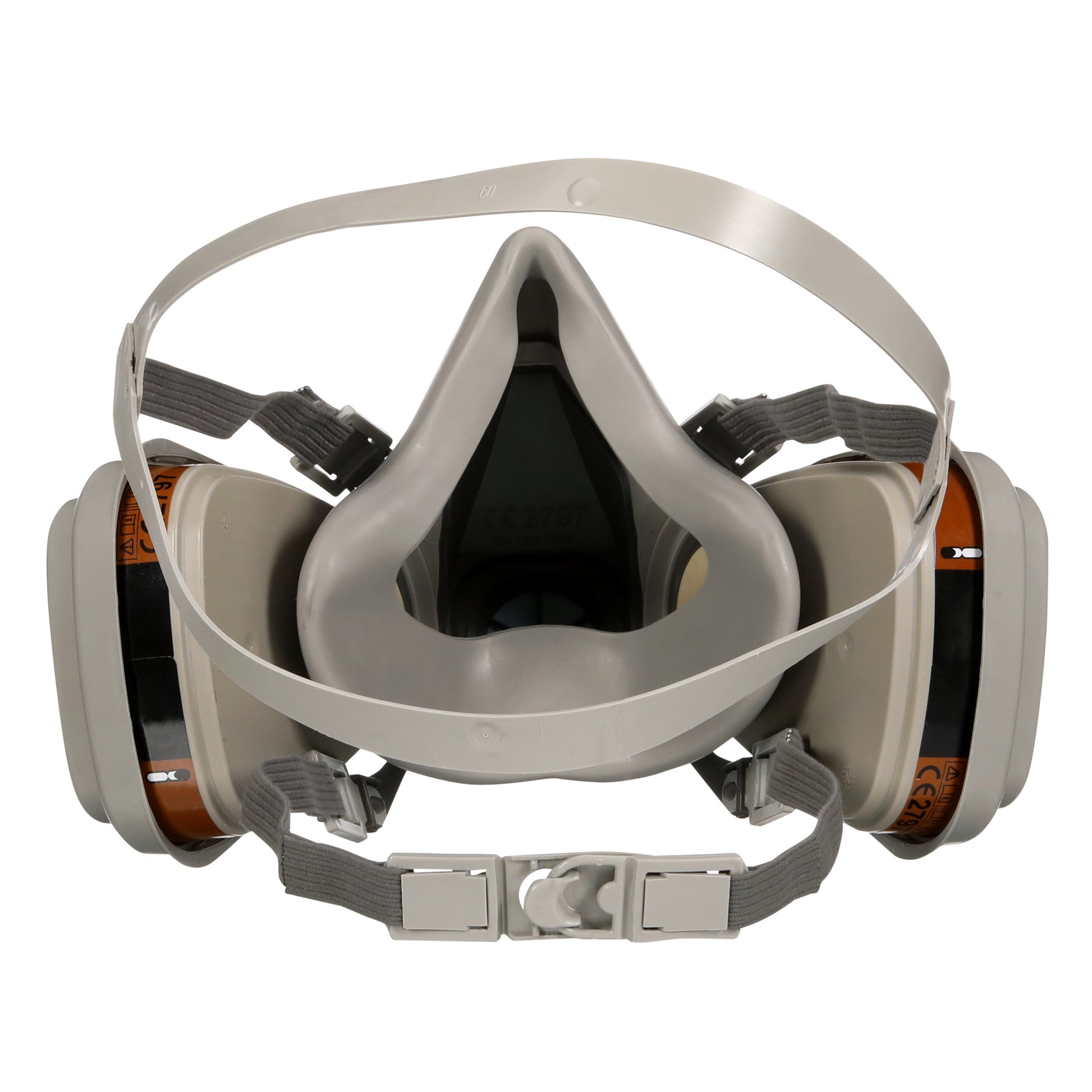 Die 3M™ Atemschutzmaske 6003KIT-1 von 3M Deutschland GmbH mit austauschbaren A2P3-Filtern (1x6200, 2x6055, 2x5935, 2x501), ist ideal zum Schutz vor organischen Dämpfen. Sie verfügt über graue Bänder und zwei farbige Filter vorne.