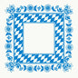 De Dunicel middellange tafelkleed 84x84 cm van Duni GmbH toont een blauw-wit Beiers ruitpatroon met blauwe bloemaccenten aan de rand, ideaal voor het Oktoberfest, en wordt geleverd in een verpakking van 100 stuks. Het midden is blanco voor veelzijdig feestelijk gebruik.