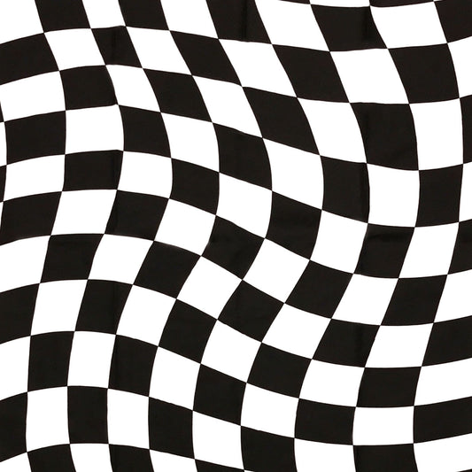 Die Dunicel Mitteldecke 84x84 cm Grand Prix von Duni GmbH zeichnet sich durch ein schwarz-weiß kariertes, wellenförmiges Muster aus, das eine optische Täuschung erzeugt - ideal für auffällige optische Effekte bei festlichen Veranstaltungen. Packung mit 100 Stück.