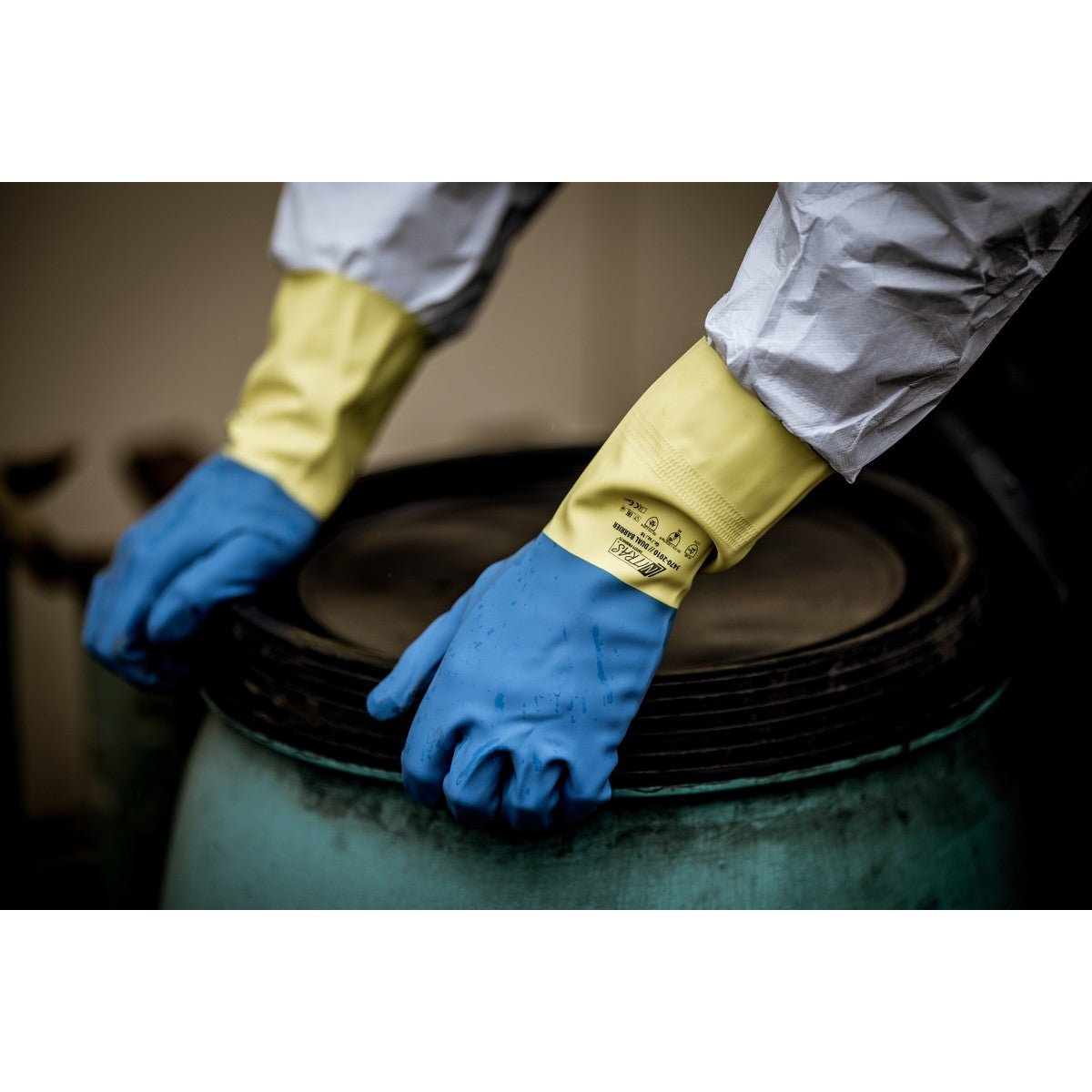 NITRAS DUAL BARRIER, chemicaliënbestendige handschoenen, geel/blauw