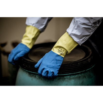 NITRAS DUAL BARRIER, chemicaliënbestendige handschoenen, geel/blauw