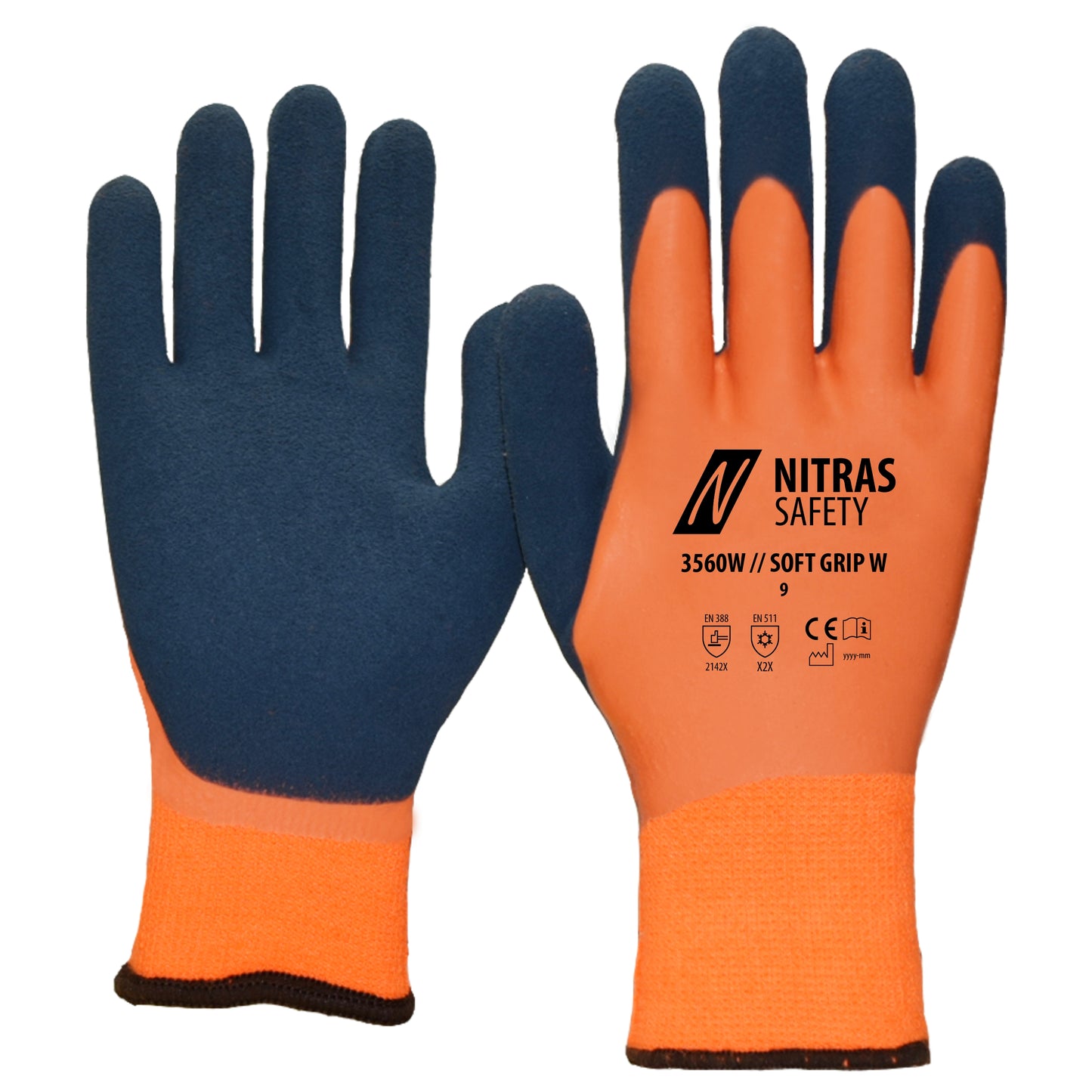 NITRAS SOFT GRIP W, winterhandschoenen, oranje/donkerblauw