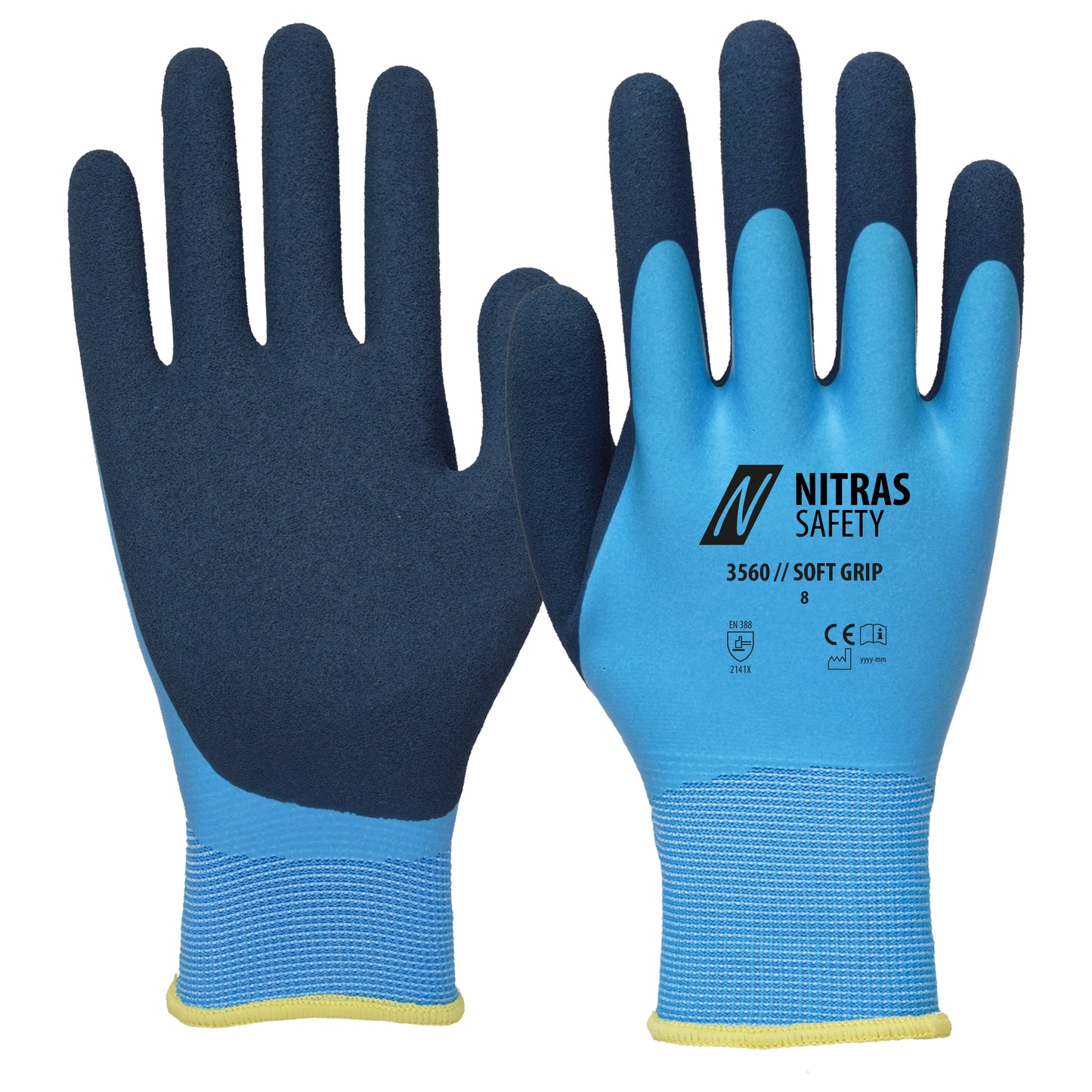 NITRAS SOFT GRIP, montagehandschoenen, lichtblauw/donkerblauw