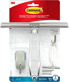 Command™ bad- en douchewisser, roestvrij staal en satijnnikkel BATH32, 1 wisser + 1HK + 2 S-strips | Pakket (1 set)