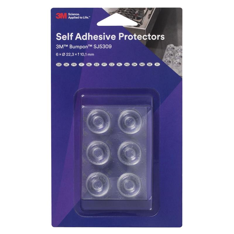 3M™ Bumpon™ SJ5309BL elastische buffer miniverpakking, transparant, 6 stuks, 22,3 x 10,1 mm, zelfklevend acryl A-20 | Pak (6 stuks)