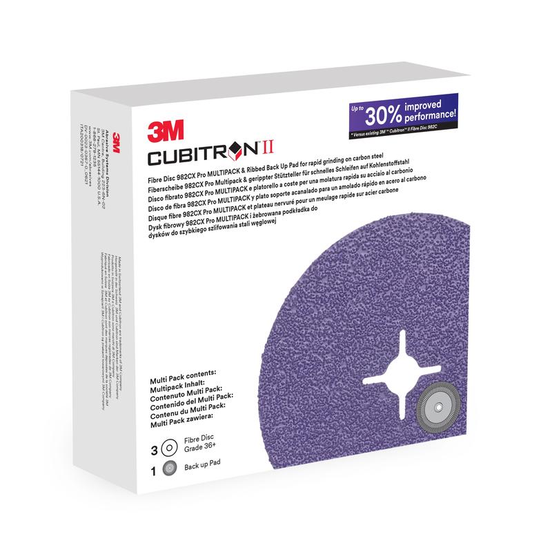 3M™ Cubitron™ II fiberschijf 982CX Pro KIT, 36+, 115 mm, 3 schijven + steunplaat | Pakket (1 set)